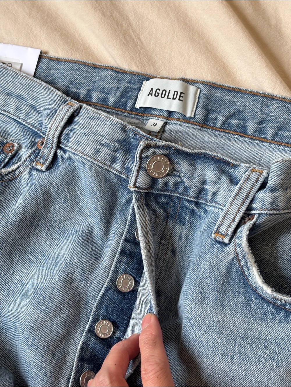 Agolde 90s Mid Rise Loose Fit jeans Size 34 Light Blue - Picture 3 of 8